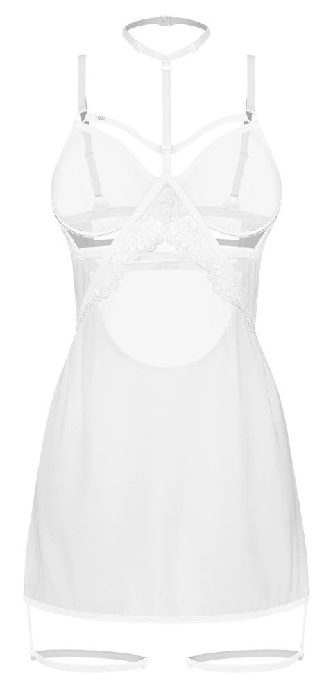 Obsessive Arrowel Chemise biała 2XL/3XL z koronką i paskami Obsessive Obsessive Arrowel Chemise biała 2XL/3XL z koronką i paskami Obsessive