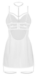 Obsessive Arrowel Chemise biała 2XL/3XL z koronką i paskami Obsessive