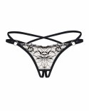Obsessive Vila Blanes String z otwartą częścią intymną czarny haft Obsessive