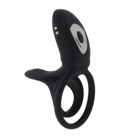 Playboy Just Right Black - podwojny pierścień silikonowy z wibracją Playboy Playboy Just Right Black - podwojny pierścień silikonowy z wibracją Playboy