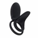 Playboy Just Right Black - podwojny pierścień silikonowy z wibracją Playboy Playboy Just Right Black - podwojny pierścień silikonowy z wibracją Playboy