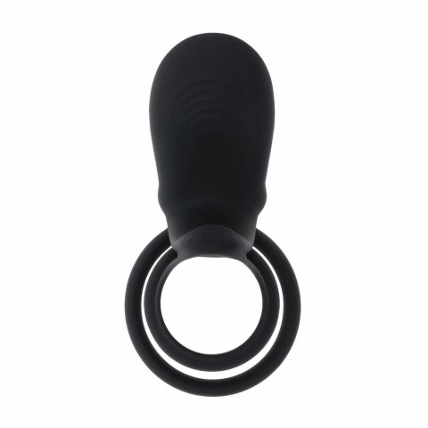 Playboy Just Right Black - podwojny pierścień silikonowy z wibracją Playboy Playboy Just Right Black - podwojny pierścień silikonowy z wibracją Playboy