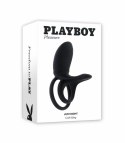 Playboy Just Right Black - podwojny pierścień silikonowy z wibracją Playboy Playboy Just Right Black - podwojny pierścień silikonowy z wibracją Playboy