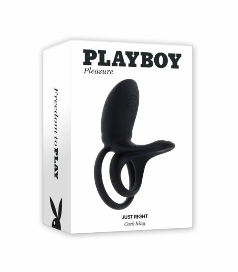 Playboy Just Right Black - podwojny pierścień silikonowy z wibracją Playboy Playboy Just Right Black - podwojny pierścień silikonowy z wibracją Playboy