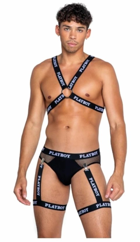 Playboy Lingerie Mens Dark Room Set - Czarny Komplet z Szelkami Playboy Lingerie Playboy Lingerie Mens Dark Room Set - Czarny Komplet z Szelkami Playboy Lingerie