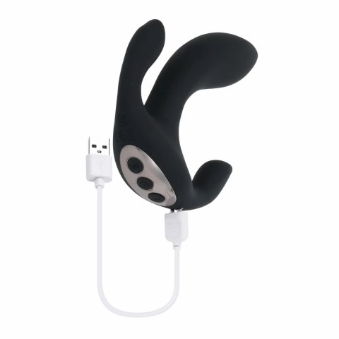 Playboy Triple Threat Black - Wielofunkcyjny wibrator trojstrefowy Playboy Playboy Triple Threat Black - Wielofunkcyjny wibrator trojstrefowy Playboy
