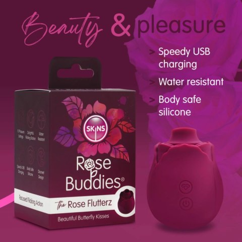 Skins Rose Buddies The Rose Flutterz wibrujący model silikonowy burgund Creative Conceptions Skins Rose Buddies The Rose Flutterz wibrujący model silikonowy burgund Creative Conceptions