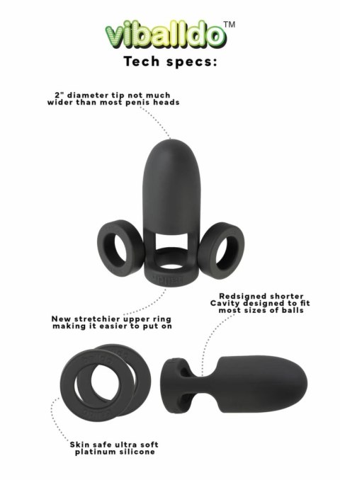 Viballdo Viballdo™ Black - System wibrujący, dłuższy, regulowany rozmiar Balldo Viballdo Viballdo™ Black - System wibrujący, dłuższy, regulowany rozmiar Balldo