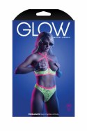PERSUASIVE Open Cup komplet bielizny UV Neon Green z wycięciami Glow