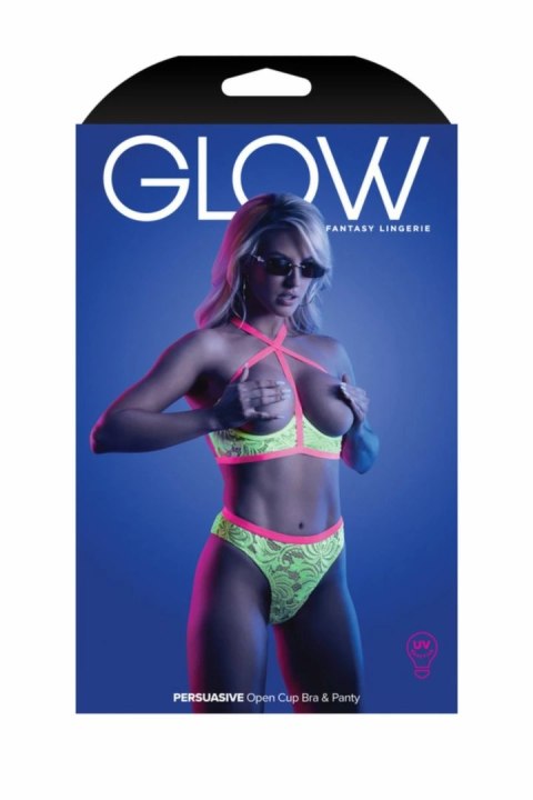 PERSUASIVE Open Cup komplet bielizny UV Neon Green z wycięciami Glow PERSUASIVE Open Cup komplet bielizny UV Neon Green z wycięciami Glow