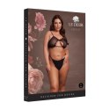 Keyhole Mesh Bra with Double Back Straps and Adjustable Sliders - Plus Size - Black