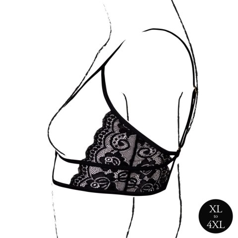 Open Cup Triangle Bra with Lace and Adjustable Sliders - Plus Size - Black Open Cup Triangle Bra with Lace and Adjustable Sliders - Plus Size - Black