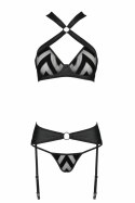 Passion Hima Czarny Komplet Bielizny Z Pasem do Pończoch L/XL Passion Passion Hima Czarny Komplet Bielizny Z Pasem do Pończoch L/XL Passion