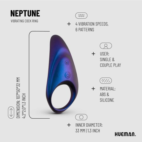 Hueman Neptune - Pierścień wibrujący z pilotem, wodoodporny, 10 trybow Hueman Hueman Neptune - Pierścień wibrujący z pilotem, wodoodporny, 10 trybow Hueman