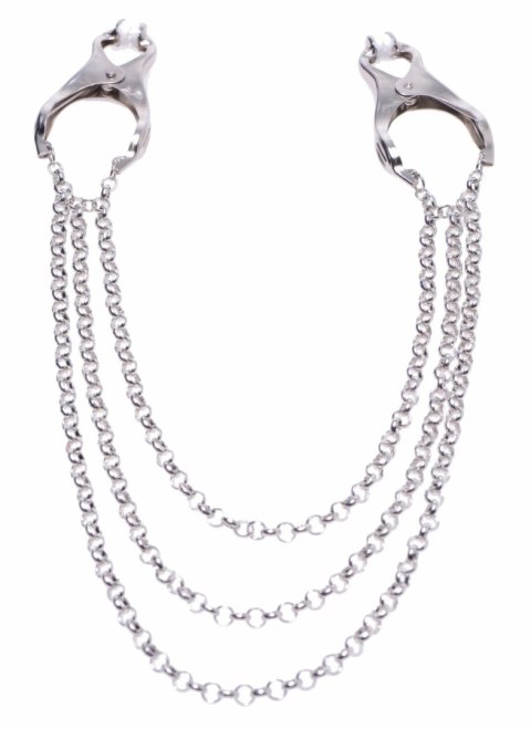 Affix Triple Chain metalowe zaciski z potrojnym łańcuchem - srebrne XR Brands