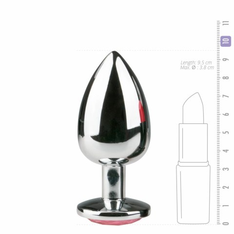 Diogol Metalowy Korek Anatomiczny Silver/Pink L z Kryształem Easytoys Anal Collection Diogol Metalowy Korek Anatomiczny Silver/Pink L z Kryształem Easytoys Anal Collection