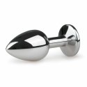 Diogol Metalowy Plug Anatomiczny Silver/Clear S z Kryształem Easytoys Anal Collection