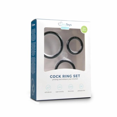 EasyToys Zestaw 3 Okręgow Silikonowych Czarny - Rożne Rozmiary Easytoys Men Only EasyToys Zestaw 3 Okręgow Silikonowych Czarny - Rożne Rozmiary Easytoys Men Only