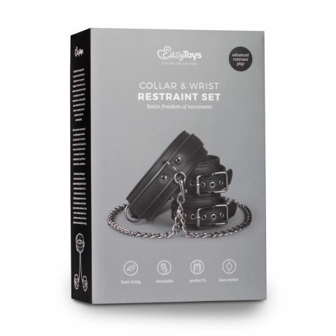 Ouch! Zestaw skorzany kołnierz z mankietami na ręce, regulowany czarny Easytoys Fetish Collection Ouch! Zestaw skorzany kołnierz z mankietami na ręce, regulowany czarny Easytoys Fetish Collection