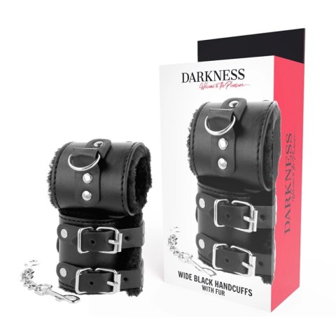 Darkness regulowane mankiety skorzane czarne z miękką podszewką DARKNESS BONDAGE