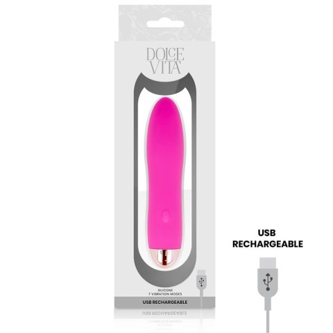 Dolce Vita Cztery Rożowe - Wibrator USB, silikonowy, 7 trybow, 13 cm DOLCE VITA Dolce Vita Cztery Rożowe - Wibrator USB, silikonowy, 7 trybow, 13 cm DOLCE VITA