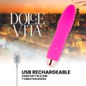 Dolce Vita Cztery Rożowe - Wibrator USB, silikonowy, 7 trybow, 13 cm DOLCE VITA