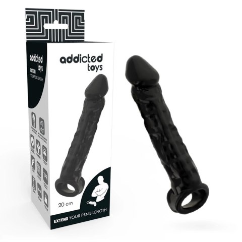 Addicted Toys - Czarna nakładka anatomiczna z pierścieniem, 20 cm ADDICTED TOYS