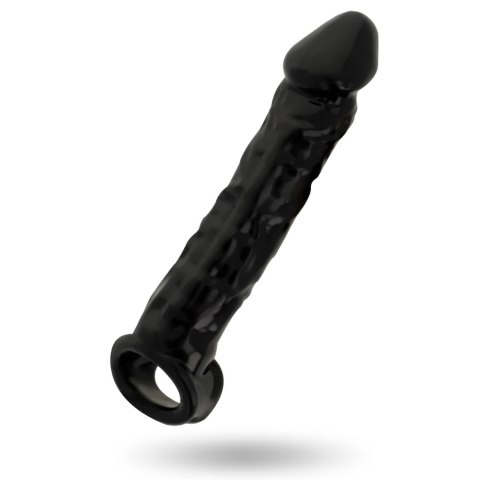 Addicted Toys - Czarna nakładka anatomiczna z pierścieniem, 20 cm ADDICTED TOYS Addicted Toys - Czarna nakładka anatomiczna z pierścieniem, 20 cm ADDICTED TOYS