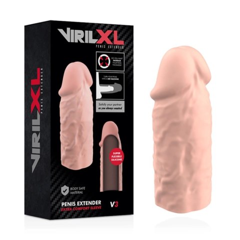 VirilXL V3 - Nakładka silikonowa do powiększania i pogrubiania, naturalny kolor VIRILXL VirilXL V3 - Nakładka silikonowa do powiększania i pogrubiania, naturalny kolor VIRILXL