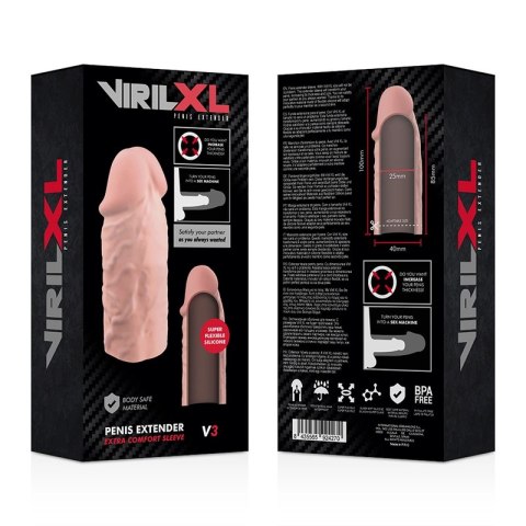 VirilXL V3 - Nakładka silikonowa do powiększania i pogrubiania, naturalny kolor VIRILXL VirilXL V3 - Nakładka silikonowa do powiększania i pogrubiania, naturalny kolor VIRILXL