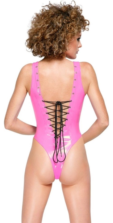Black Level Body Winylowe Rożowe XL z Czarnym Sznurowaniem Black Level Black Level Body Winylowe Rożowe XL z Czarnym Sznurowaniem Black Level