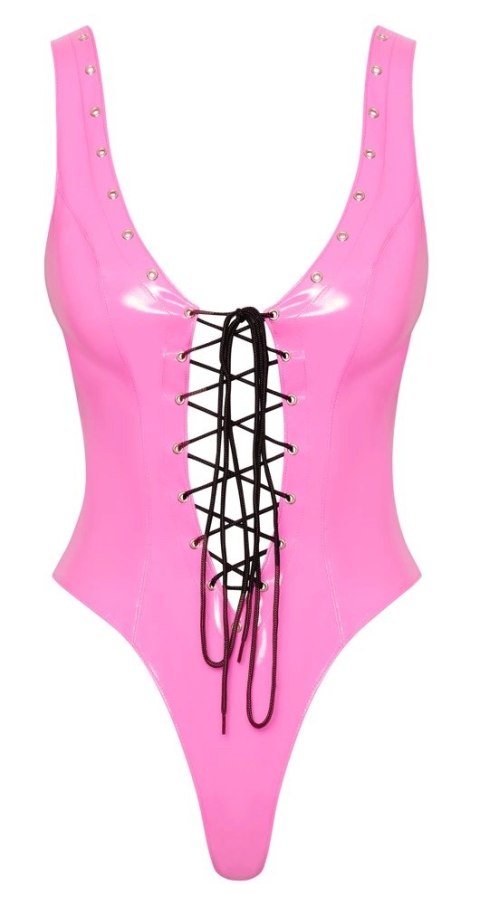Black Level Body Winylowe Rożowe XL z Czarnym Sznurowaniem Black Level Black Level Body Winylowe Rożowe XL z Czarnym Sznurowaniem Black Level