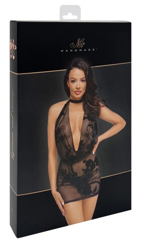 Noir Libido L czarna transparentna mini sukienka tiulowa z motywem kwiatowym Noir Noir Libido L czarna transparentna mini sukienka tiulowa z motywem kwiatowym Noir