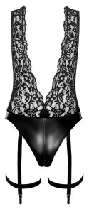Noir Body Libido XL czarne z koronką i paskami do pończoch Noir