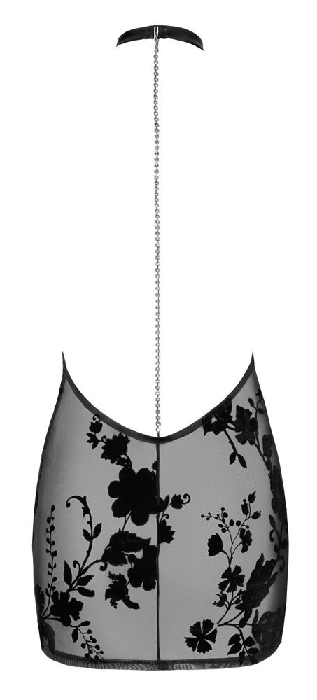 Noir Libido S - czarna przezroczysta mini sukienka tiulowa z nadrukiem Noir Noir Libido S - czarna przezroczysta mini sukienka tiulowa z nadrukiem Noir