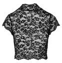 Noir Top Koronkowy Kwiatowy Czarny L z Elastycznego Materiału Noir