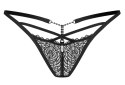 Obsessive Iliosa Stringi Koronkowe Czarne L/XL z Biżuteryjnym Akcentem Obsessive