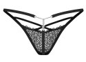 Obsessive Iliosa Stringi Koronkowe Czarne L/XL z Biżuteryjnym Akcentem Obsessive