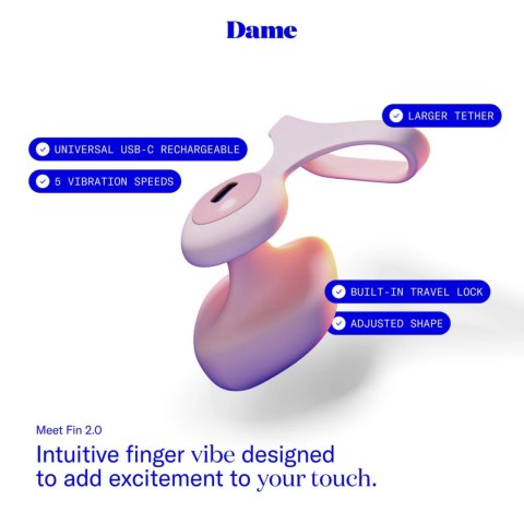 Dame Fin 2.0 - Wibrator na palec, ładowany USB-C, wodoodporny Dame Dame Fin 2.0 - Wibrator na palec, ładowany USB-C, wodoodporny Dame