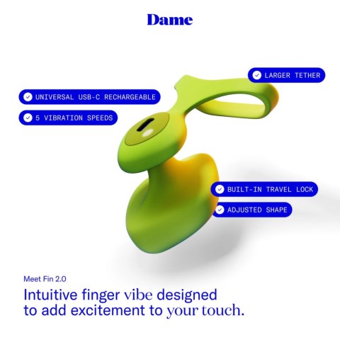 Dame Fin 2.0 - Wibrujący model na palec, ładowanie USB, wodoodporny Dame Dame Fin 2.0 - Wibrujący model na palec, ładowanie USB, wodoodporny Dame