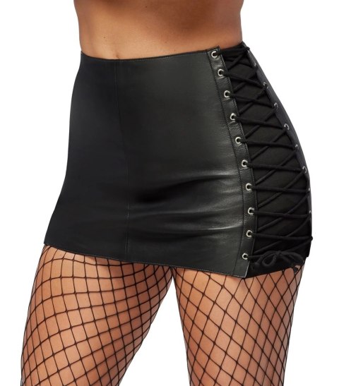 ZADO Skorzana spodnica 2XL czarna z dekoracyjnym sznurowaniem ZADO ZADO Skorzana spodnica 2XL czarna z dekoracyjnym sznurowaniem ZADO