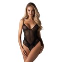 Obsessive Blomentis Body czarne XS/S z siateczką i koronką, regulacja Obsessive