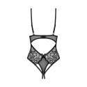 Obsessive Blomentis Body czarne XS/S z siateczką i koronką, regulacja Obsessive