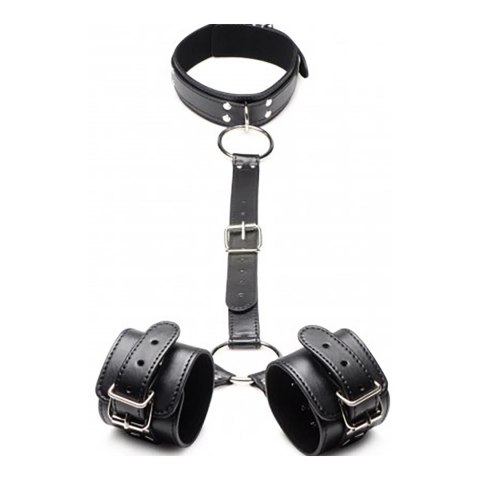 XR Brands Neck to Wrist Bondage Set, regulowany, skora PU, czarny XR Brands XR Brands Neck to Wrist Bondage Set, regulowany, skora PU, czarny XR Brands
