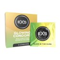 EXS Glow in the Dark prezerwatywy świecące 3 sztuki, bezzapachowe EXS