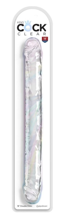 King Cock Clear Model 18in Podwojna Maszyna Intymna Przezroczysta 46cm King Cock Clear