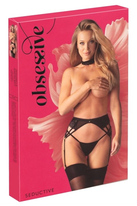 Obsessive Donarella Pas do Pończoch Czarny XL/2XL Haftowany Regulowany Obsessive Obsessive Donarella Pas do Pończoch Czarny XL/2XL Haftowany Regulowany Obsessive
