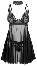 Obsessive Donarella komplet babydoll, stringi i choker czarny M/L Obsessive