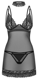 Obsessive Donarella komplet nocny M/L czarny - koszulka, stringi, choker Obsessive