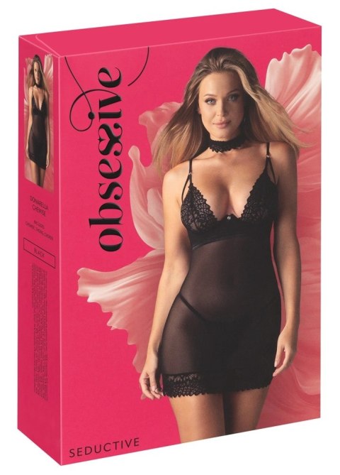 Obsessive Donarella komplet nocny M/L czarny - koszulka, stringi, choker Obsessive Obsessive Donarella komplet nocny M/L czarny - koszulka, stringi, choker Obsessive